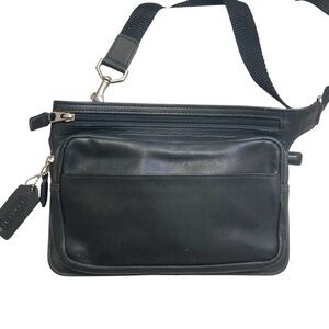 Coach vintage black leather Fanny pack bag